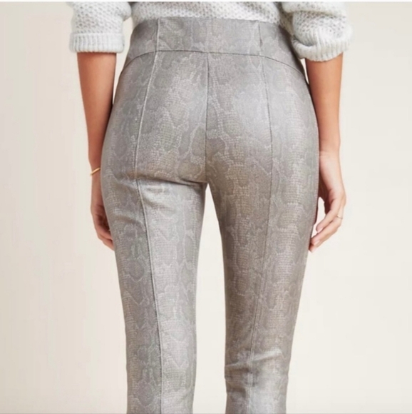 Anthropologie Metallic Snakeskin Moto Metallic Scuba Leggings Pants Size 29 - Picture 4 of 12